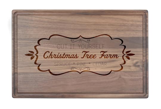 17&#x22; Cut it Yourself Christmas Tree Farm Walnut Cutting Board